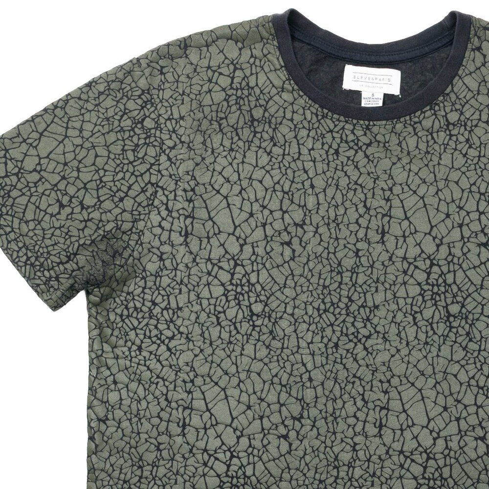 ElevenParis Gatrik Reptile Texture Print Tee Olive & Black — Men’s Small